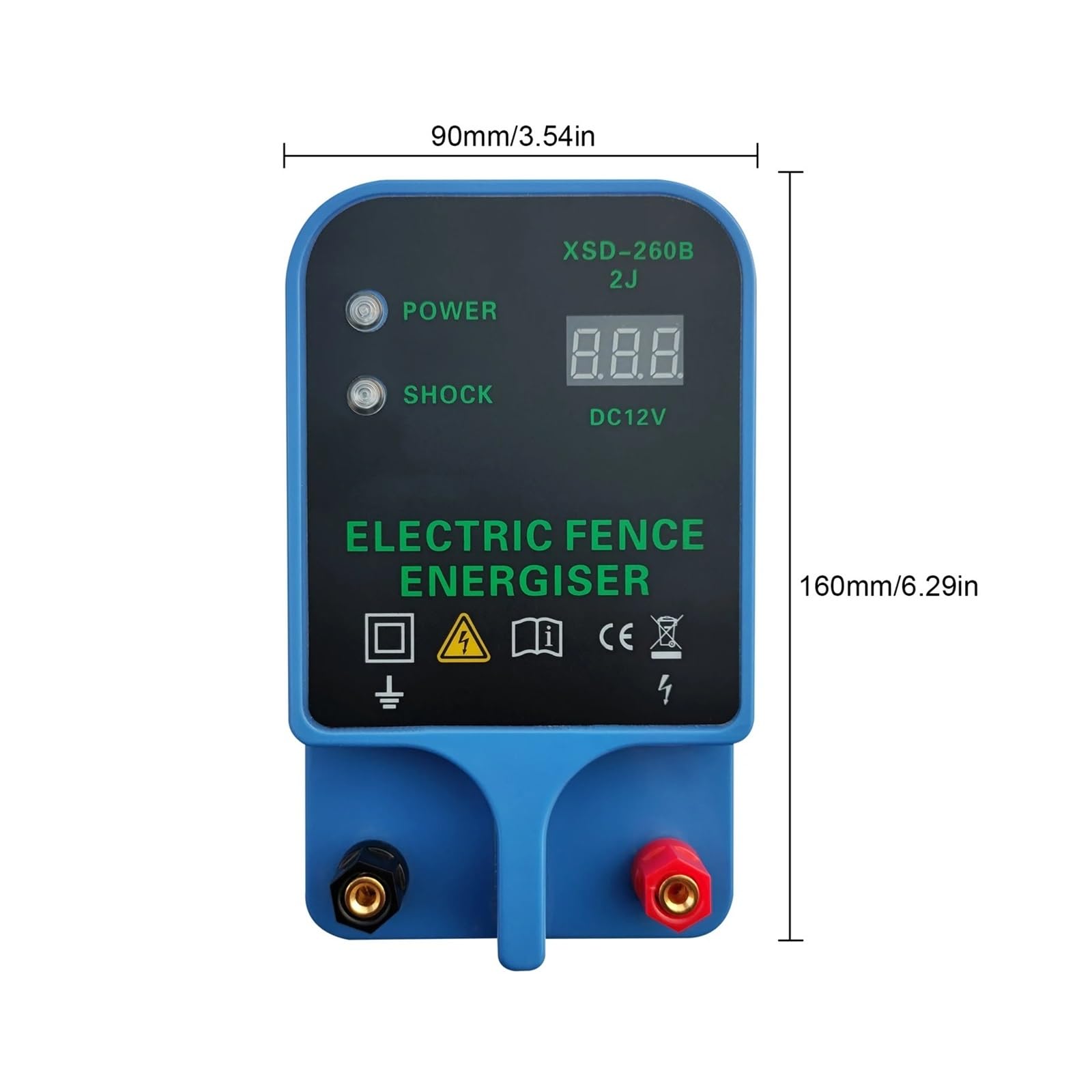 Pastor Electrico, Cerca eléctrica de 10 km for animales, energizador de pulso de 12 V con panel de visualización digital, aisladores y herientas for cercas eléctricas de granja.