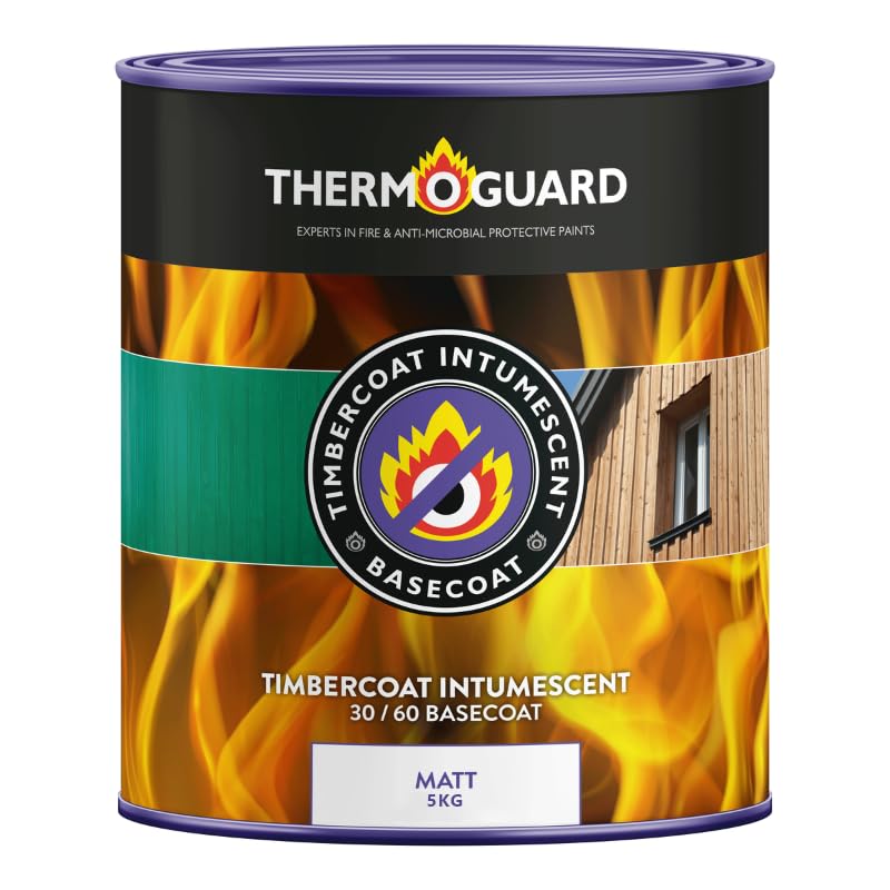 Thermoguard Timbercoat | Fire Protection Paint for Interior & Exterior Timber & Wood (5KG, Matt White)