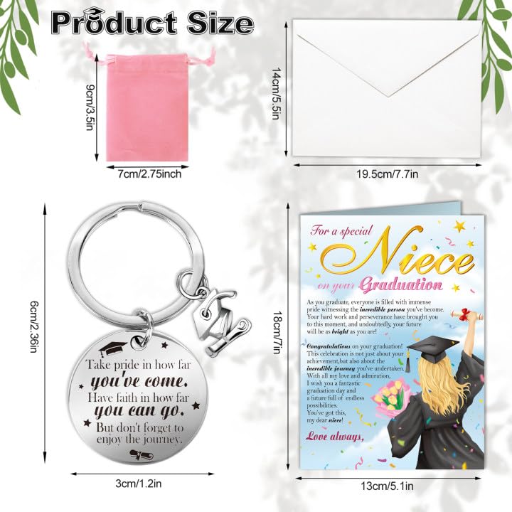 DPKOW 2026 Graduation Card for Niece Graduation Gifts for Her 2026 Congratulations Greeting Card Well Done Keyring for Niece Class of 2026 Grad Gifts - Image 2