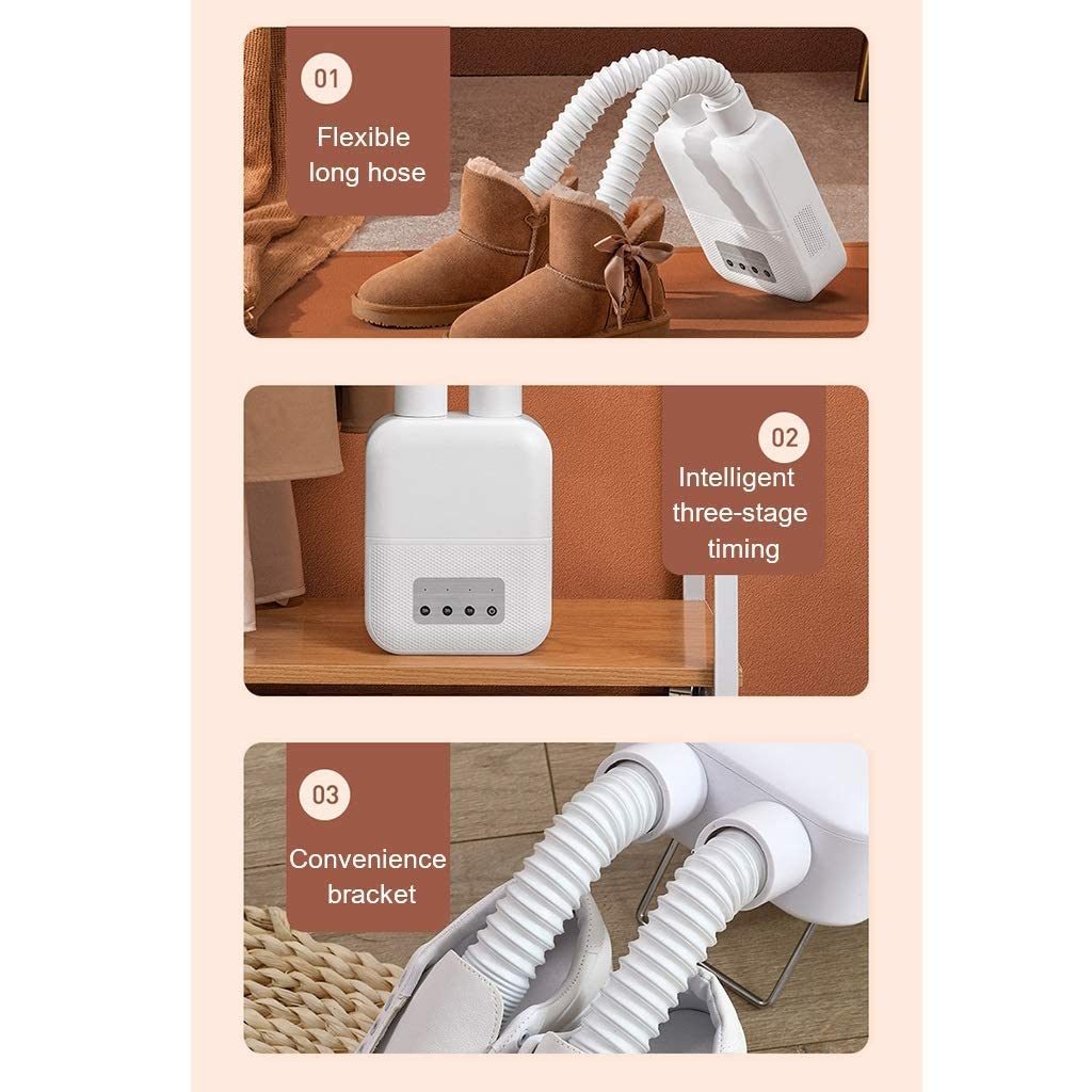 Secador de Botas, con Temporizador, Calentador de secador de Zapatos para pies Manguera Larga Flexible s Guerra de Zapatos portátil para el hogar de Invierno en el Dormitorio