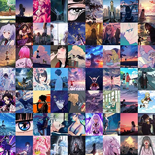Image of Elaaj | Anime girls Aesthetic Wall Collage Kit||SET OF 60 Pastel Aesthetic Posters |Self Adhesive | Size 4x6 inches |A6| HD Print Quality | Glossy Finish| Room Decor | bedroom | Collage Kit.
