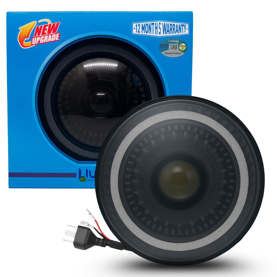 LED DRL 7 Inch Headlight Waterproof & Dustproof 52W 12V DC Power High/Low Beam Yellow White DRL Light Universal fit for Thar, Jeep, Classic 350 & Others (Pack of 1)-image-20