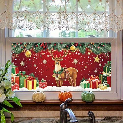 Vinilo Decorativo de Navidad con Reno y Campanas 39.3x17.7 in miniatura 6