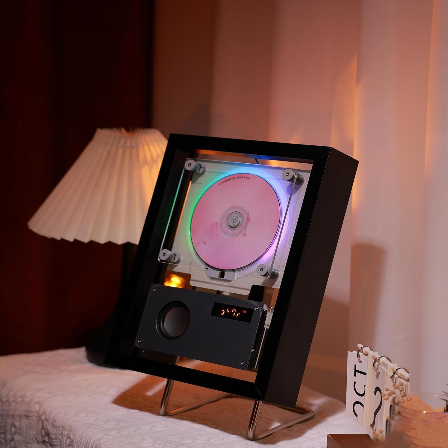 Lettore CD con Bluetooth 5.1, Montabile a Parete Musica e Cornice Foto, Telecomando, Modalità CD/FM/AUX/USB, Decorazione Casa e Ufficio
