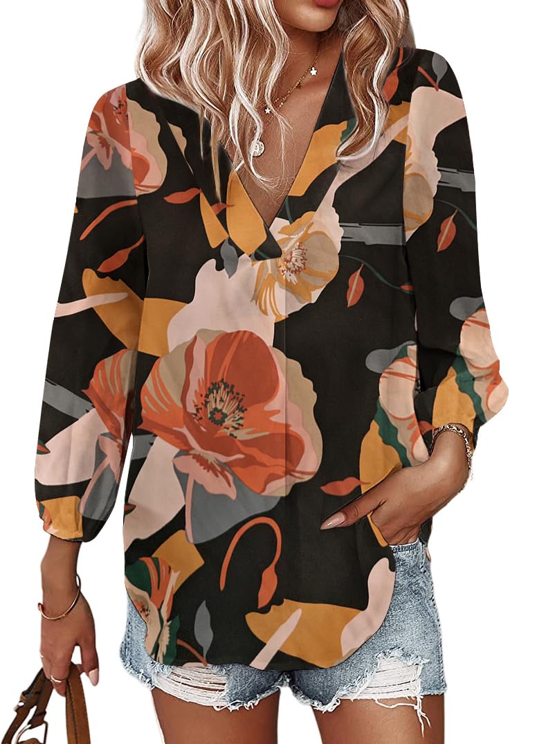 Samefar Women's Long Sleeve V Neck Pleated Chiffon Blouse for Casual Wear
| Samefar Women's Long Sleeve Pom Pom Top Cas 