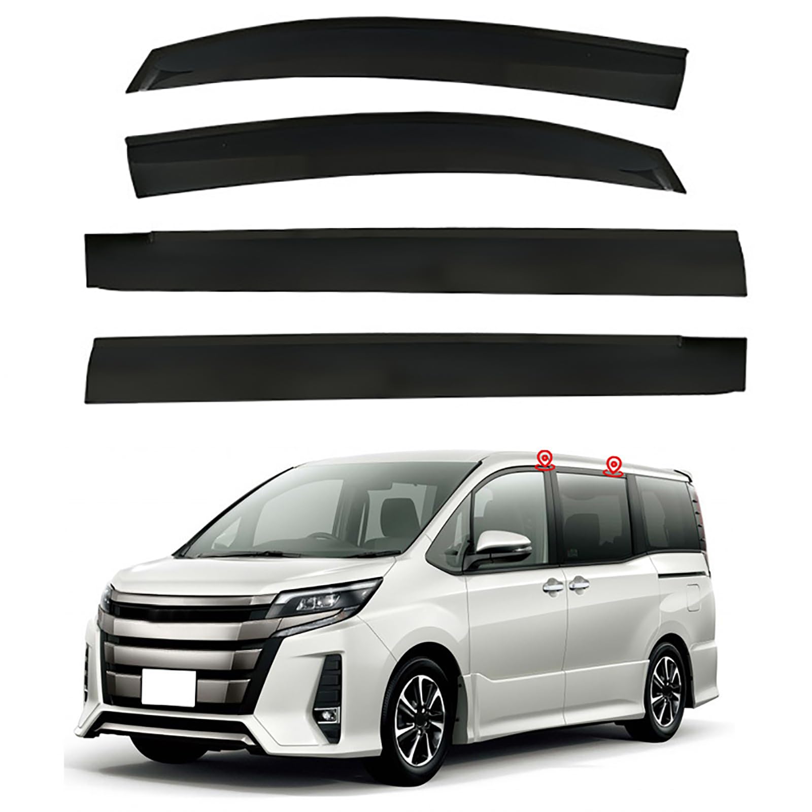 FZTZSQ 1 Set Car Wind Deflectors for Toyota Voxy MK3-R80 2014-2021, Car Front Rear Side Window Visors Rain Guards Ventilated Accessories