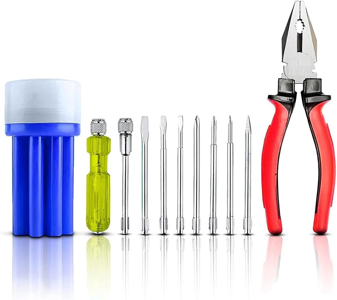 SKADIOO Tool Kit for Home | 6 Months Warranty | Screw Driver Kit, Tool Kit, Tool Box, Screwdriver Set and Plier Combo Set, Hand Tool Set, Essential for Home, Multipurpose Repair Tools (Pack of 10)