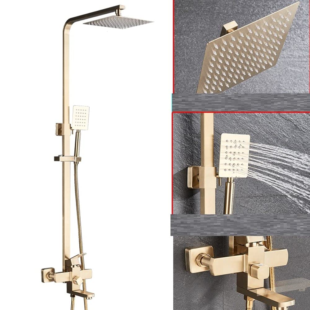 Ensemble de robinet de douche effet pluie noir mat et or brossé de 10 pouces