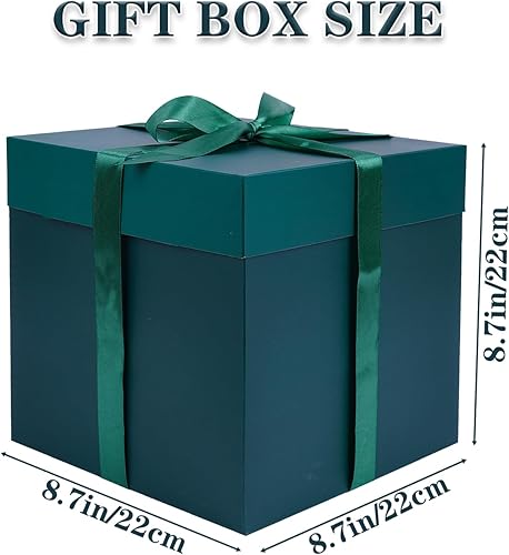 Miniatura 2 de Elephant-package Cajas de regalo de cumpleaños medianas de 8.7 pulgadas con tapa y cinta, cajas de regalo cuadradas  4 unidades (verde), cajas de