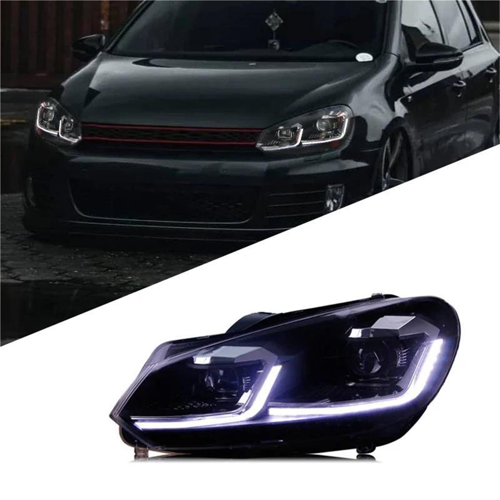 Migliora la sicurezza della guida notturna Gruppo Fari Auto Luce Di Marcia Diurna Streamer Indicatore Direzione Lente Xenon Lam Per VW Per Golf 6 2010-2012
