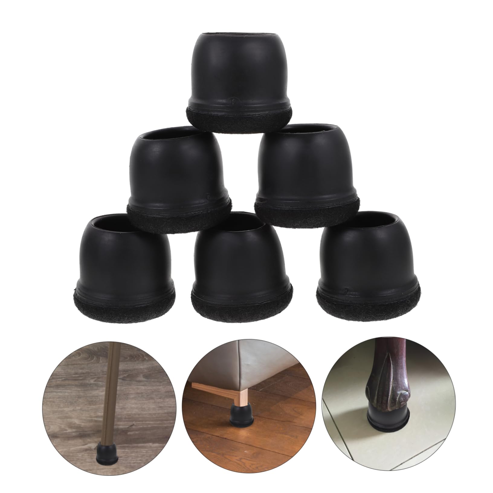 Patins de Chaise TPE Noirs 24 Pièces pour Pieds, Protection