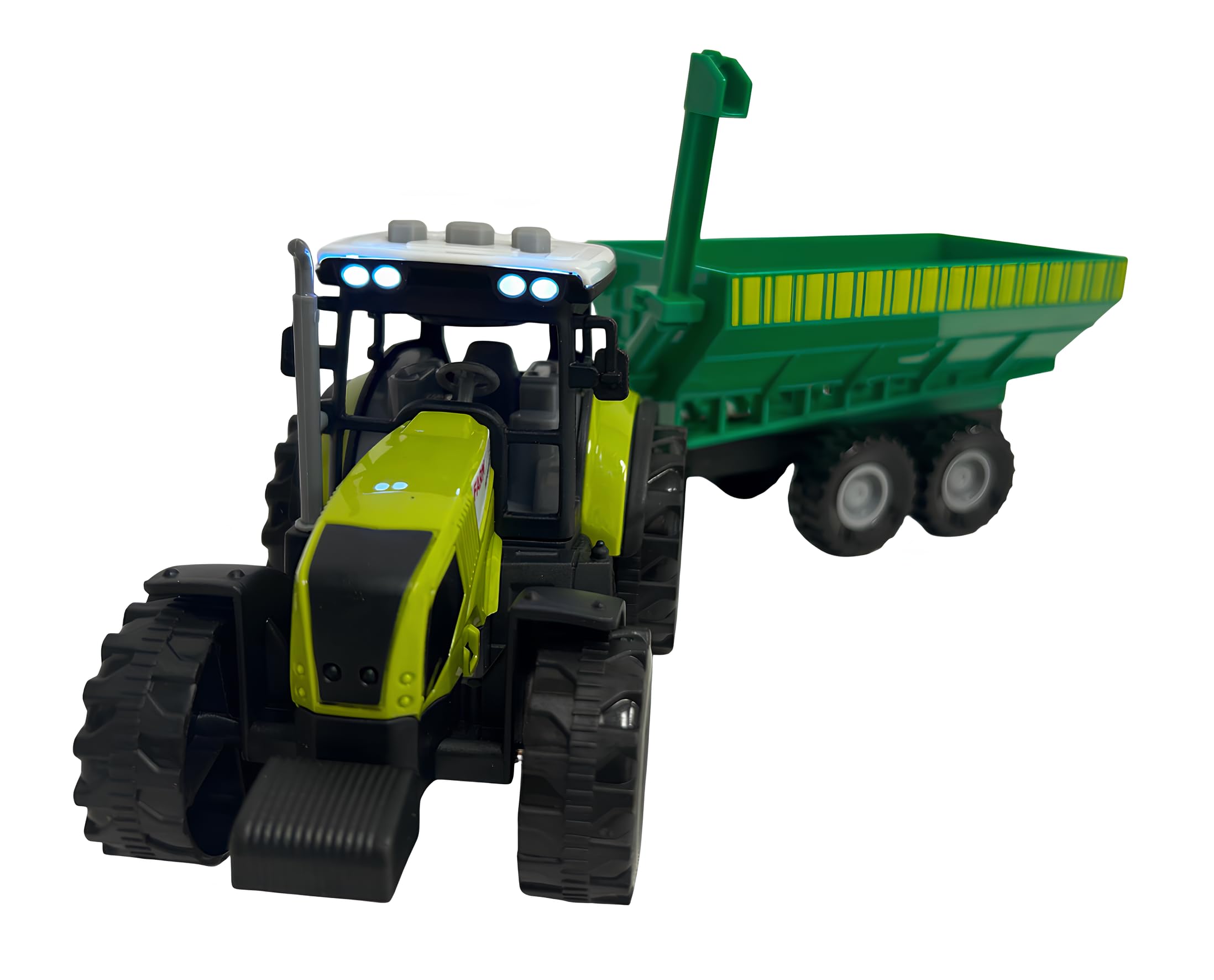 Trattore Giocattolo con Luci e Suoni Trattore con Rimorchio a Frizione Luminoso con Suoni Reali Trattori Fattoria con Luci Led Mezzi Agricoli Fattoria Trattore con Carro