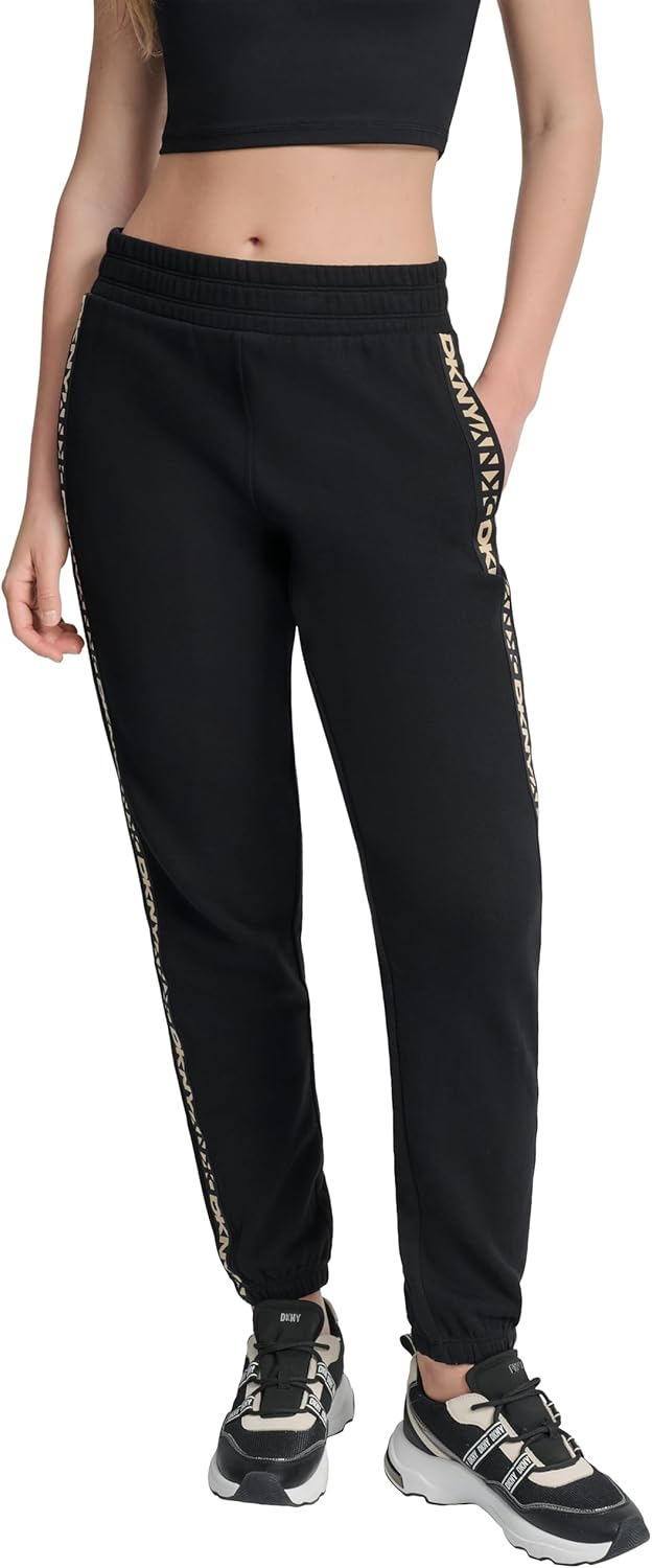 DKNY Womens Logo Tape Fleece Jogger Sweatpant