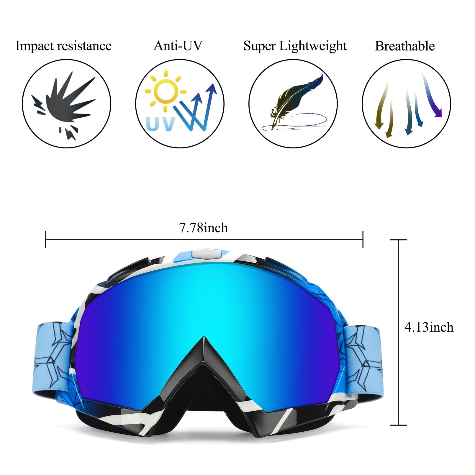 Gogle motocrossowe przeciwmgielne UV ATV jazda terenowa motocross