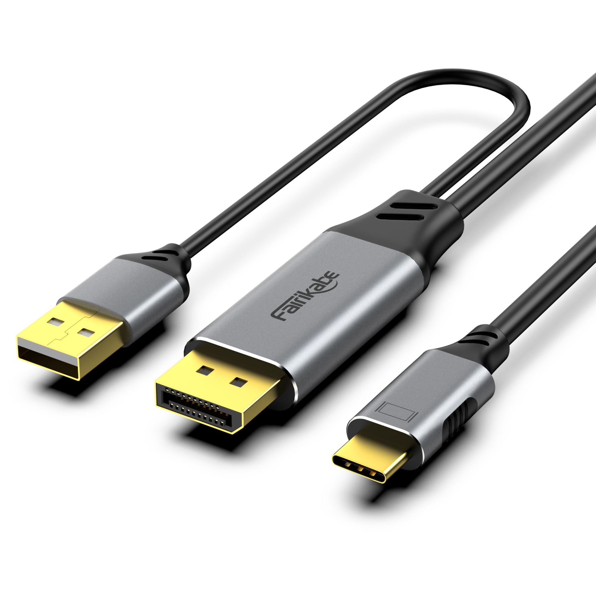 Câble DisplayPort vers USB-C 4K60 Hz, 2 m, Convertisseur DP Mâle vers Type-C pour Moniteur Portable Tactile, Compatible MacBook Pro/Air, iMac