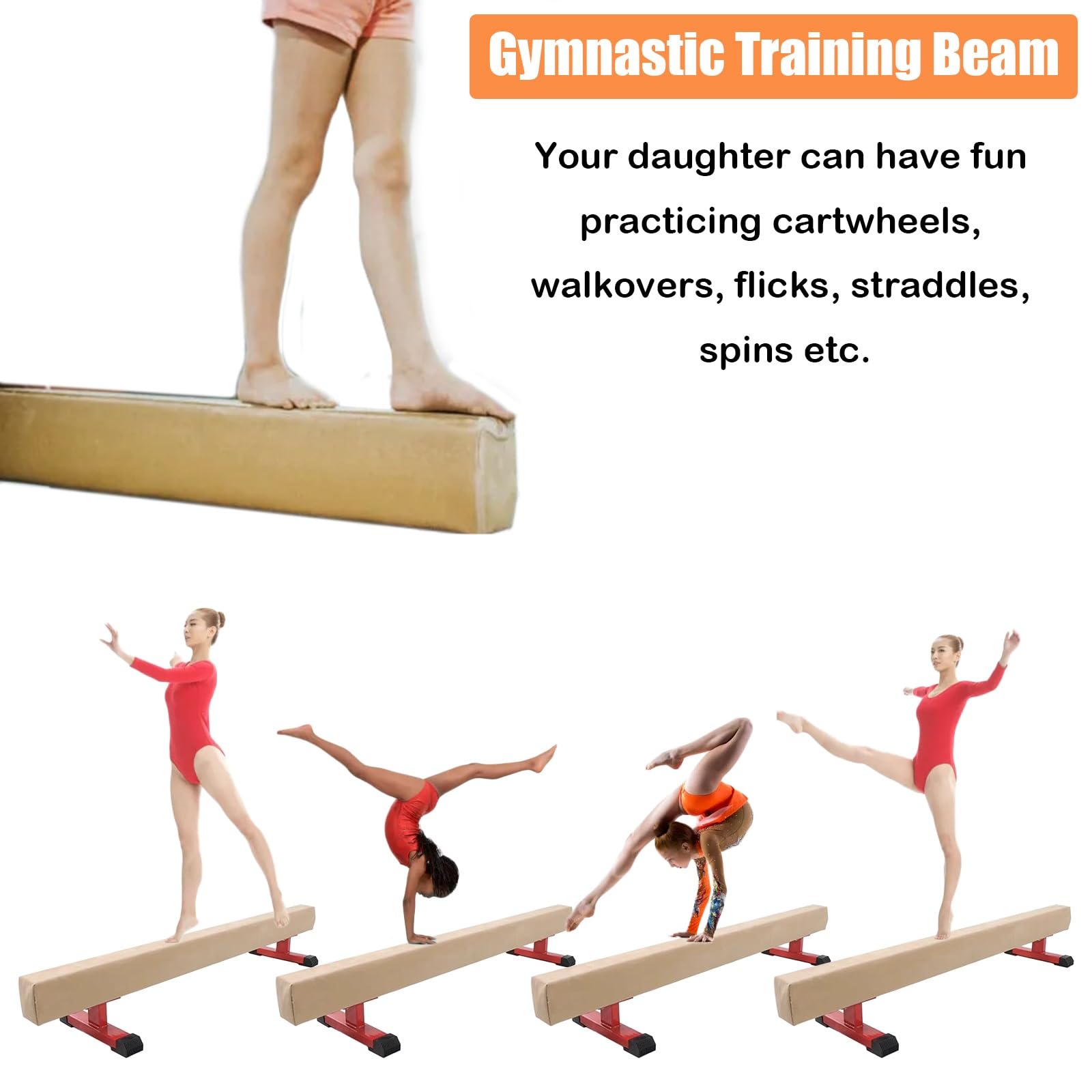 Schwebebalken Anfänger Üben Balken Für Kleine Turnerinnen Und Turner, Gymnastik Fertigkeiten Training Balance Beam Mit Anti-Rutsch-Boden, Kindergarten Sportgeräte, Geschenke Für Mädchen Kinder