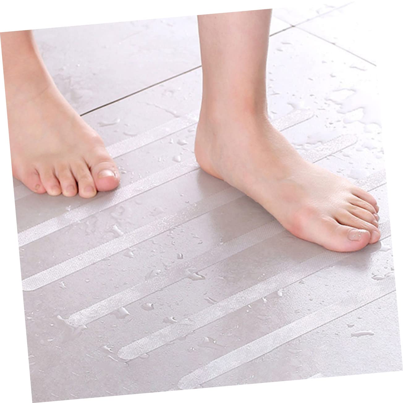 Cabilock 24pcs Non-Skid Strips for Bathroom and Stairs Transparent - Adhesive Flooring Stickers Easy to Install Strong Adhesive for Safety Wet Areas Removable Without Damage