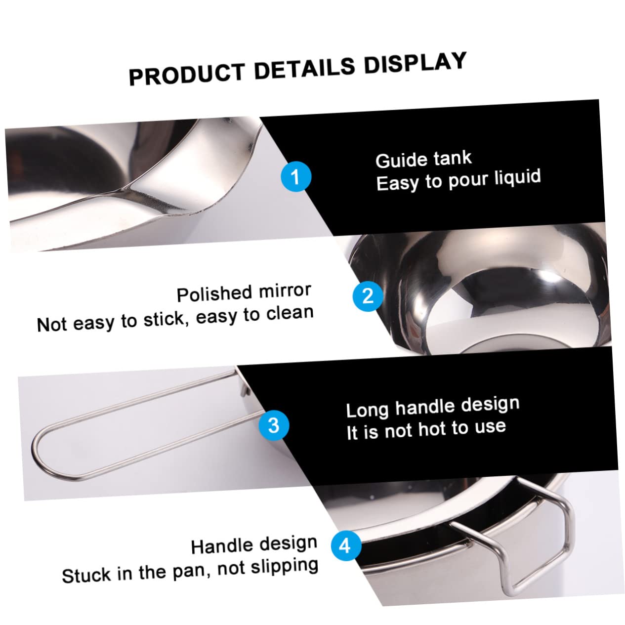 HOLIDYOYO 2pcs Stainless Steel Melting Pot Handle Wax and Chocolate Melting Pot for Candle Making Material Capacity for Home Use