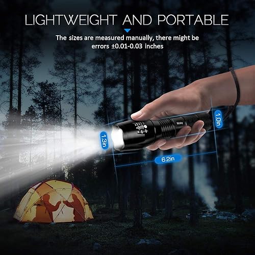 Miniatura 5 de Wsky Linterna Led - Linterna impermeable potente - Perfecta para camping ciclismo emergencia en el hogar o regalos pilas no incluidas Handheld
