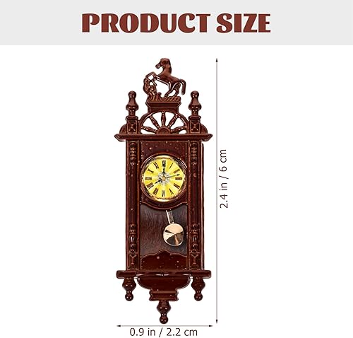 Miniatura 4 de HOMSFOU Reloj de pared en miniatura para casa de muñecas, reloj vintage de madera a escala 1:12, muebles para casa de muñecas, sala de estar,