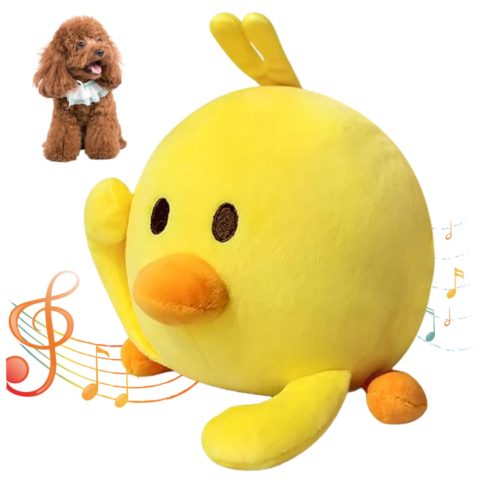 Ameble Cute Plush Interactive Dog Toy - Singing, Bouncing & Moving Dog Toy, USB Rechargeable, Detachable & Washable, Fun Pet Supplies for Active Dogs, Duck