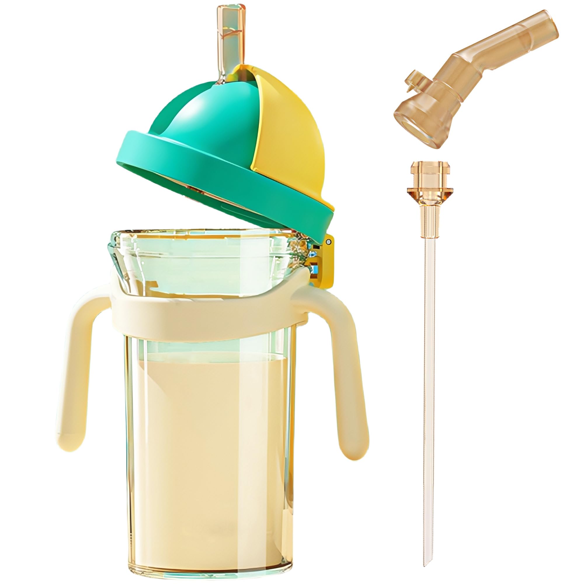 Joyfubabe Flip-top Baby Bottle for Newborns, Growth PPSU Bottle for Babies with Handle, Anti-Colic, BPA Free, Different Types of Nipple, Suitable for Different Months Ages Baby, 240ml (Sippy Cups)