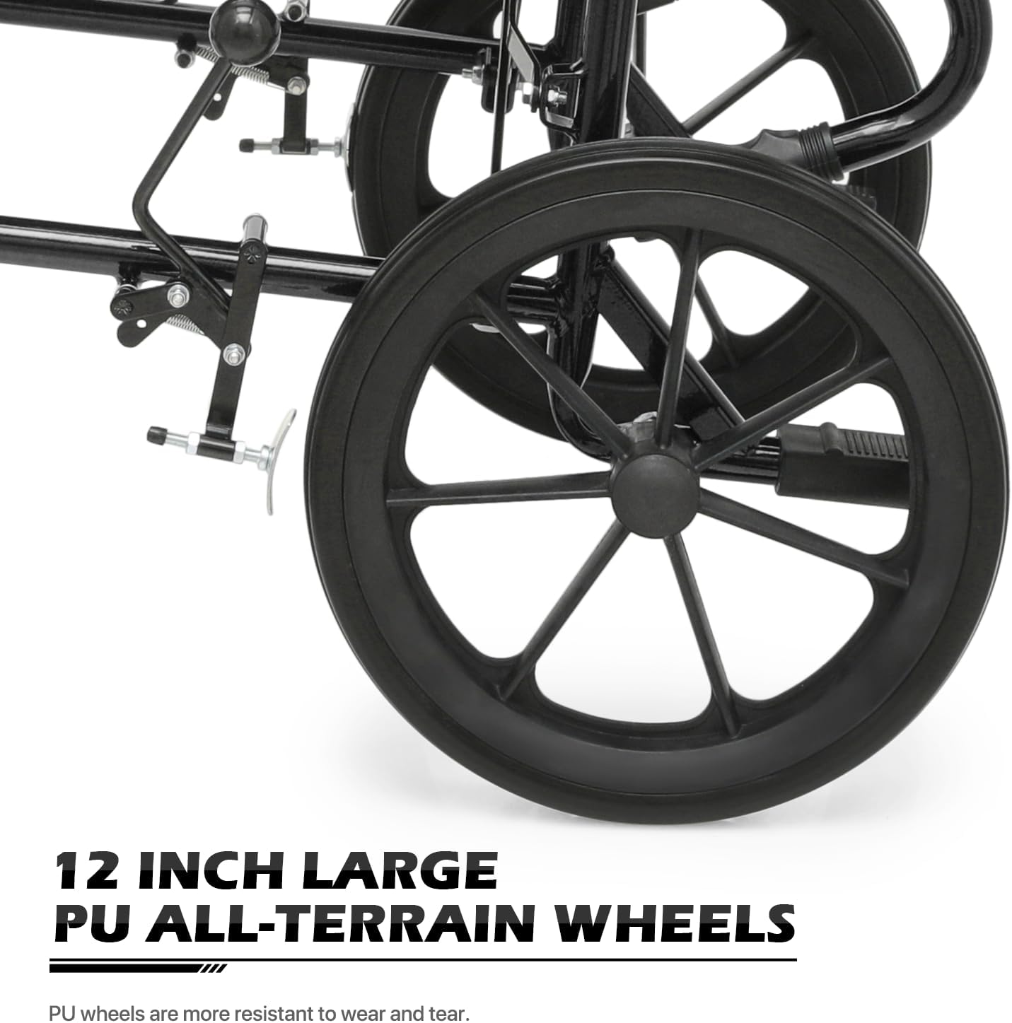 MoNiBloom Transport Wheelchair folded for compact storage