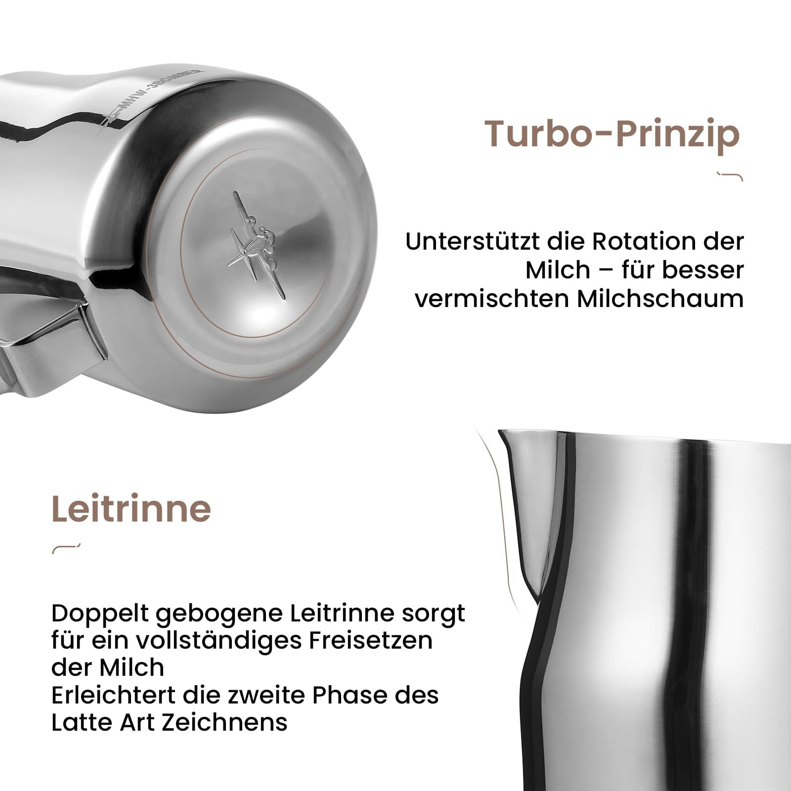 MHW-3BOMBER 350ml Milchkännchen Milchkanne Profi, 15oz Milchkännchen Edelstahl für Espresso, Cappuccino dampfend schäumend mit Hawksbill-Mündung Design, Barista zubehör Glossy Modell: P7121S