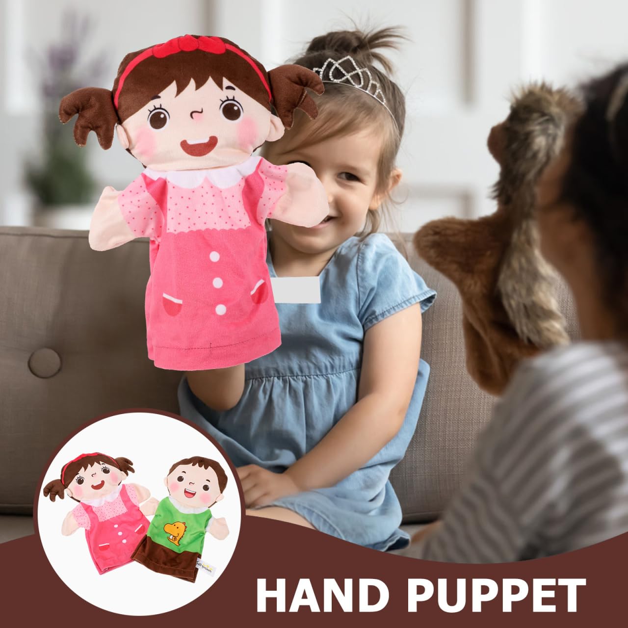 Alipis Títeres De Mano para Niños Set De Marionetas Familiares De Peluche Interactivas Figura Realista De 24X8 Pulgadas Juguete Educativo para Juegos De rol Familiar