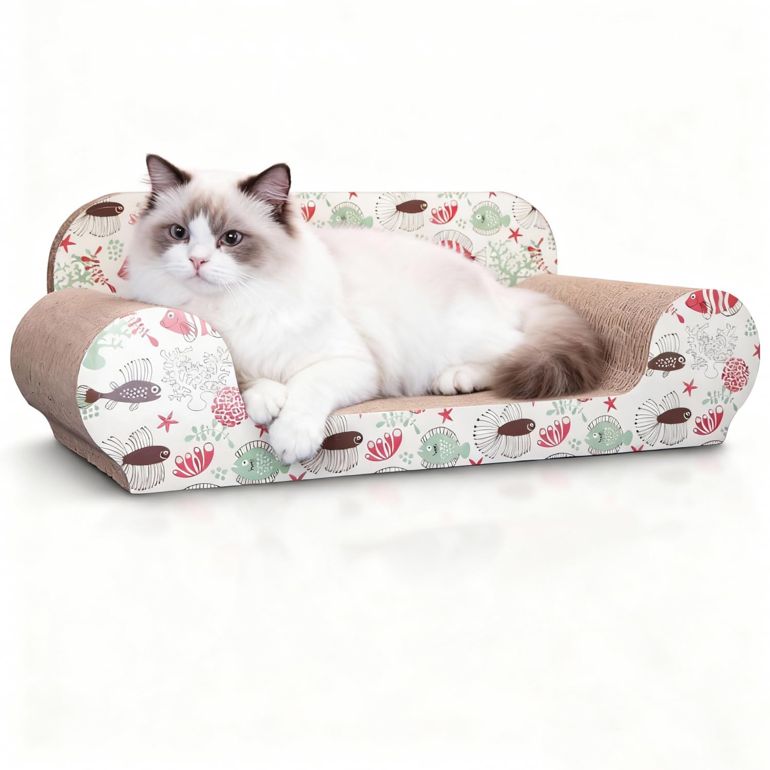 Nobleza - Rascador para Gatos, Cartón Ondulado Resistente, Doble Cara, Reciclable con Hierba Gatera, 54*26*20cm, Sofá Rascador para Gatos de Interior