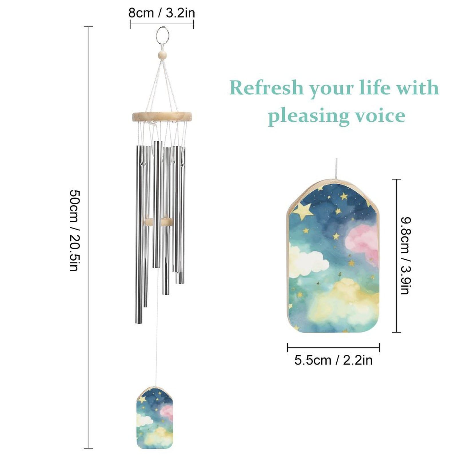Outdoor Wind Chimes, Stars Watercolor Printed Wind Chimes,Simple Wind Chimes,Curtain Wind Chimes for Home Decoration