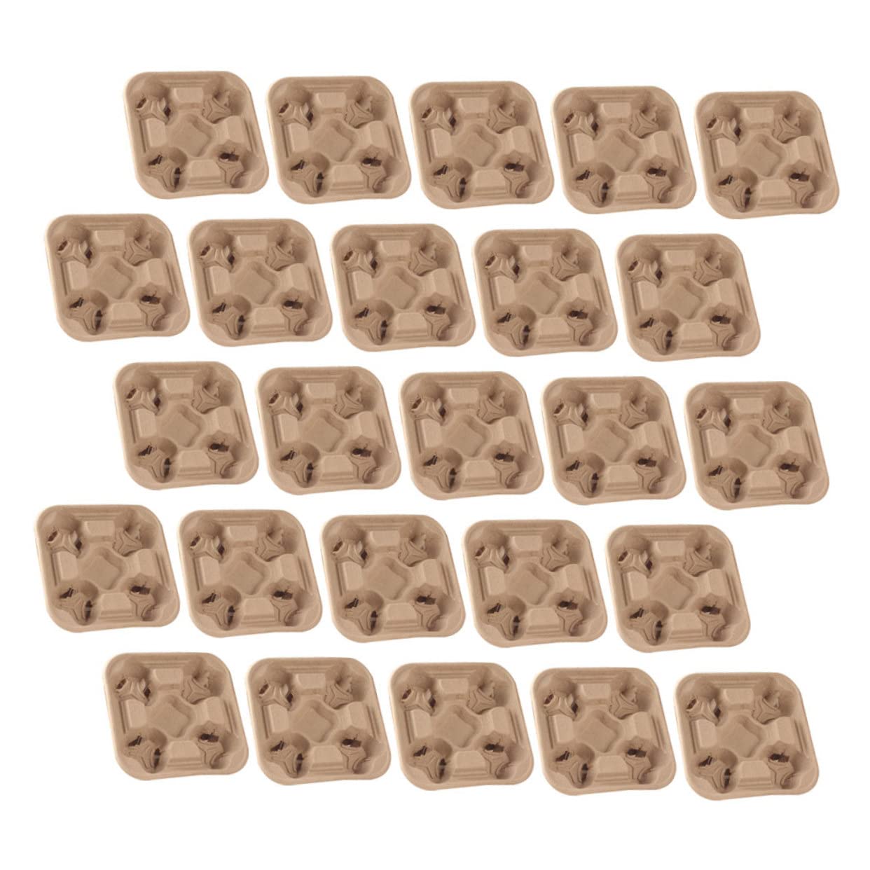 SOLUSTRE Bandeja Portavasos para 4 Bebidas de Papel Pulp Degradable Diseño Simple y Práctico, Fácil de Transportar Paquete de 25 Unidades Adecuado para Picnic y Fiestas