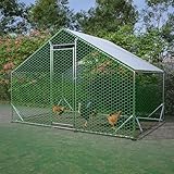 Metal Chicken Coop 10x6.6x6.56ft Walk-in Poultry Cage for 5/10 Chickens Chicken Run Hen Rabbit Duck House with Waterproof Cover for Outdoor Farm Use