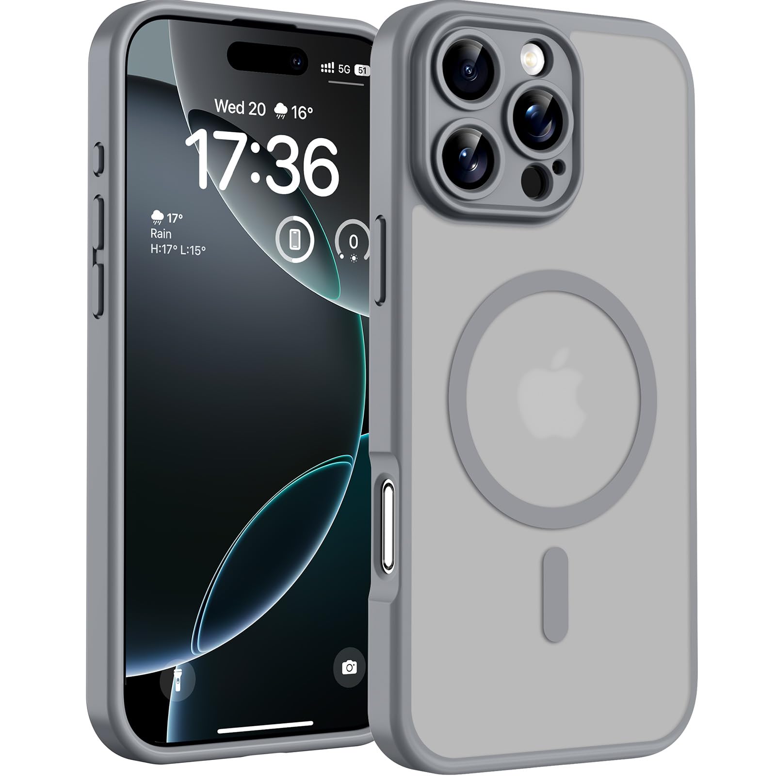 TOCOL for Phone 16 Pro Case, Compatible with Magsafe Charger, Full Camera Protection, Drop Protection, Translucent Matte Phone Case for iPhone 16 Pro 6.3 inch (Gray)