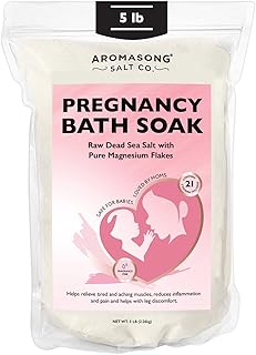 Aromasong Dead Sea Pregnancy Bath Soak 5 LB - Unscented with Pure Magnesium Flakes & Minerals - Used for Pregnancy & Postpartum Muscle Aches & Leg Discomfort - Better Absorbing Than Epsom Salt
