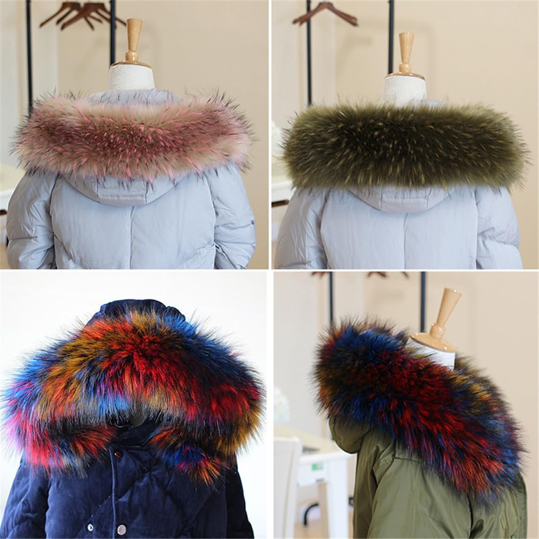 ECYC Women Faux Fur Collar Scarf, Plush Neck Warmer Scarf Wrap Winter Warm Collar Shawl Furry Cold Weather Scarves for Women