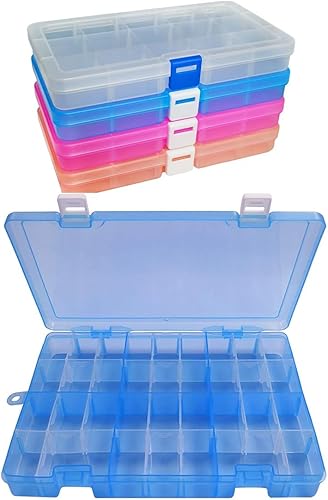 DUOFIRE Organizador de plástico Contenedor 15 rejillas y caja de almacenamiento 34 rejillas Azul