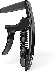 Acessórios D'Addario – Capo Ukulele Tri-Action – Para Ukuleles Soprano, Concerto, Tenor, Barítono – Ajuste de Tensão Micrômetro para Desempenho Sem Zumbido e Sintonizado – Uso com uma Mão – Preto