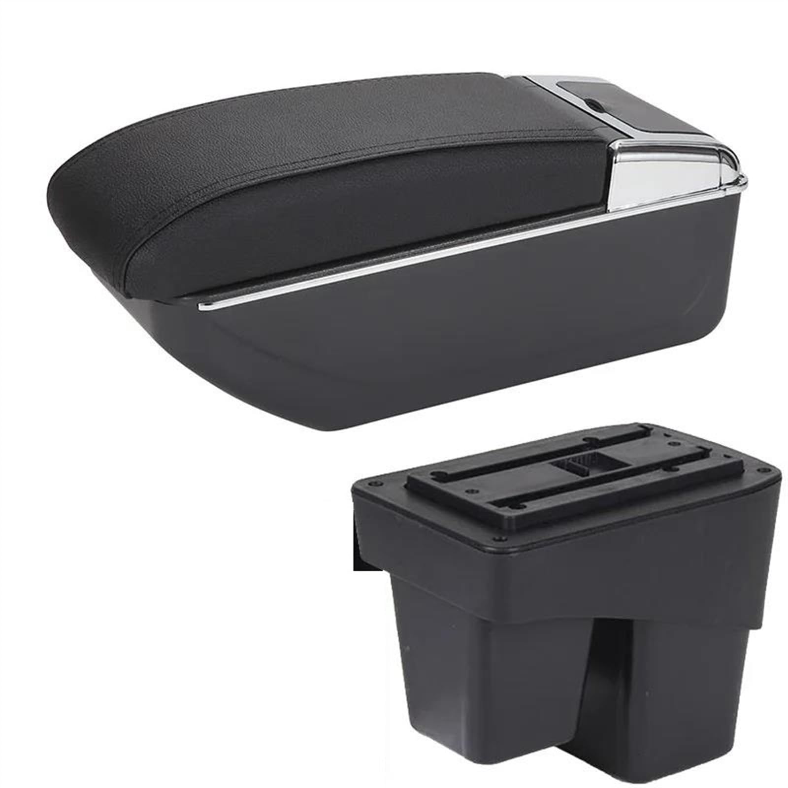 NOHEEU Car Armrest Special Storage Box Modification Parts For WR-V For Fit For Jazz 3 2014 2015 2016 2017 2018 2019 2020(D2 Black line No USB)