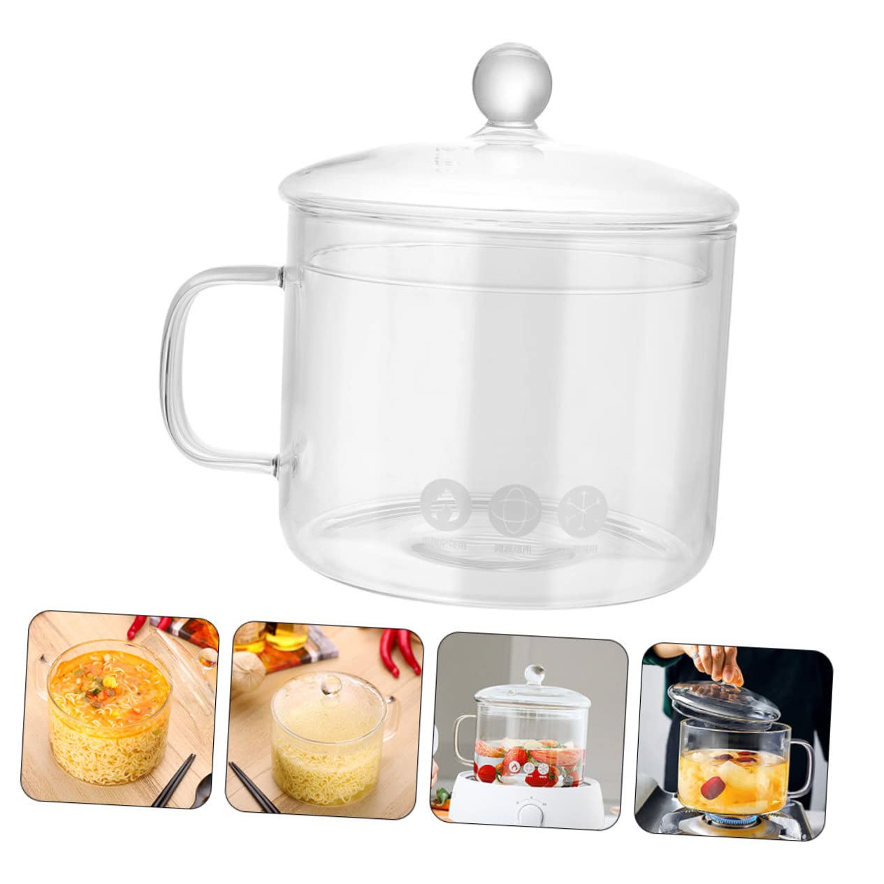Hitzebeständiger Glas schmortopf mit Deckel Transparenter Kochtopf für Herd und Mikrowelle Großer Glas topf für Suppe Babynahrung und Nudelgerichte Vielseitig Einsetzbar