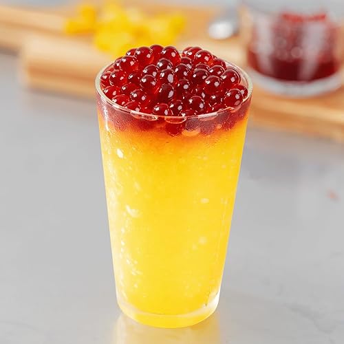 Vista 189 de Tea Zone Popping Pearls. Popping Boba, perlas negras con jugos saborizados, frasco de 7 Lb Azul (Arándano)