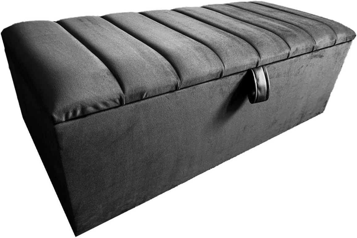 SK Luxury Living Ottoman Storage Box Panel Style Luxurious Plush