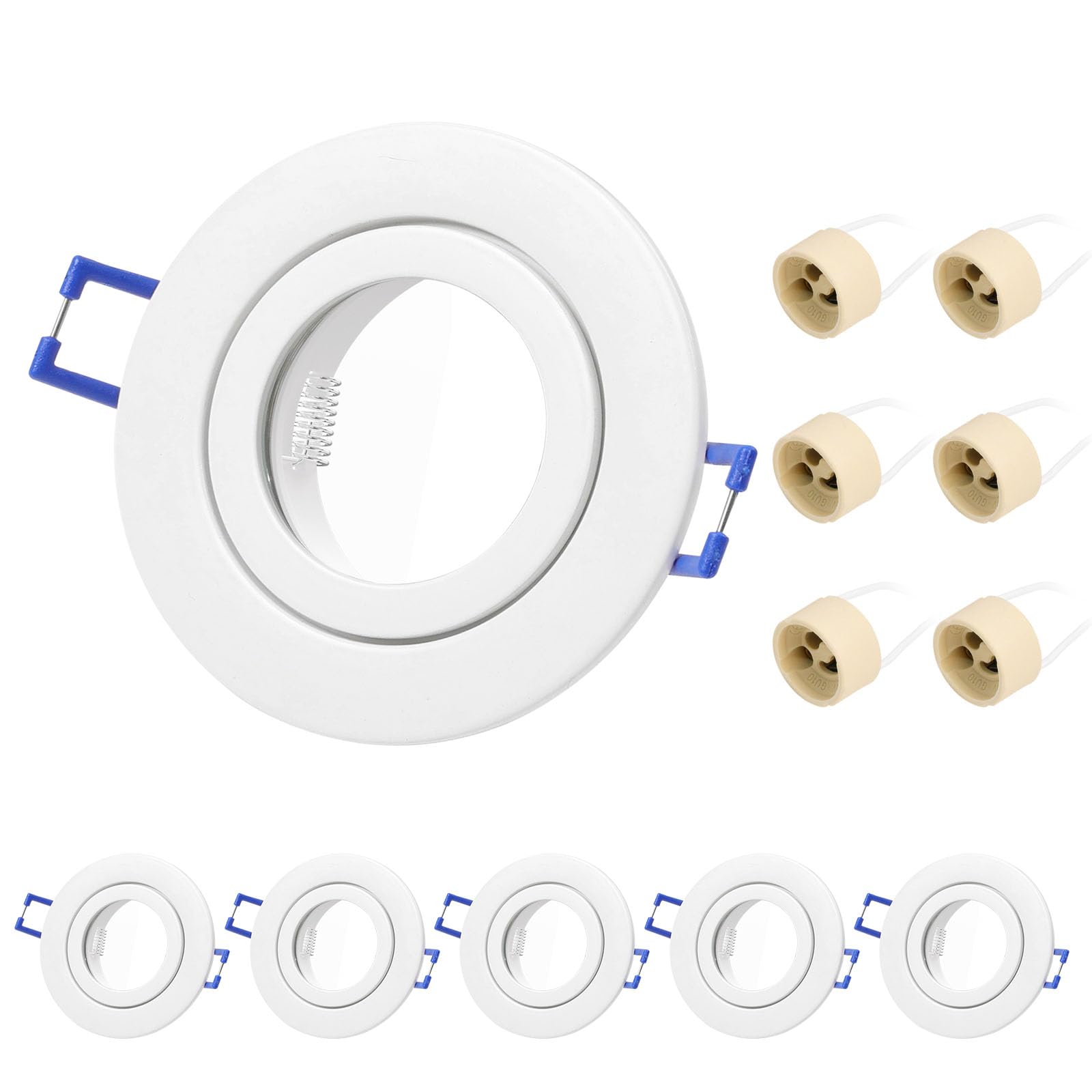 KYOTECH 6 Pieza LED Focos Marco Empotrable Gu10 IP44 baño impermeable empotrable,Marcos focos led blanco Incl. Zócalo Gu10 Para Lámparas De Leds O Halógenas,Marco Para baño Cocina Sala