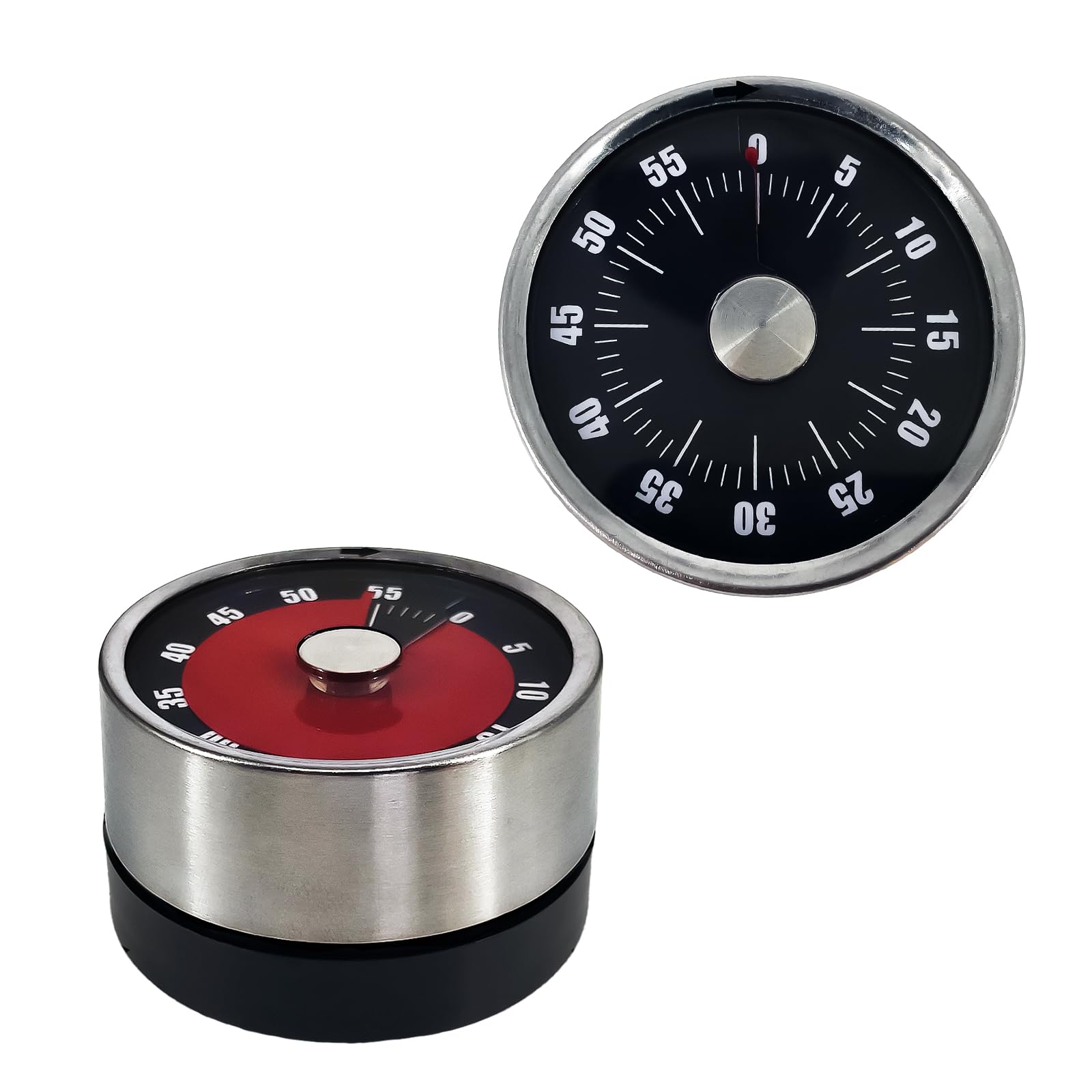 2pcs Magnetic Mechanical Kitchen Visual Timer, Countdown 60 Minute Wind Up Reminder Tool for Baking Cooking Steaming Tanning Learning