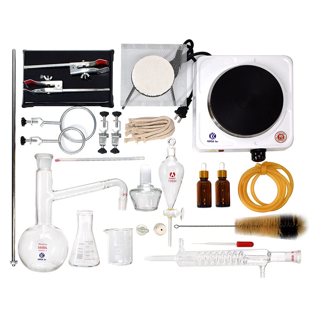 Kit de Destilación y Extracción de Aceite Esencial 500 ml con Estufa de Aire Caliente