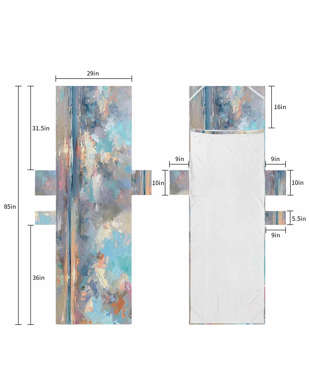 Debedcor Blue Gray Coastal Beach Chair Cover with Pockets, Microfiber Quick Dry Chaise Lounge Cover, Oil Painting Modern Abstract Art Pool Lounge Chair Covers Towel for Sunbathing Patio Garden