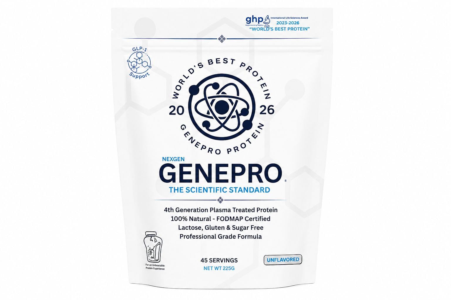 GENEPRO GEN. 3 suplemento de proteína whey isolada sem sabor, 45 porções