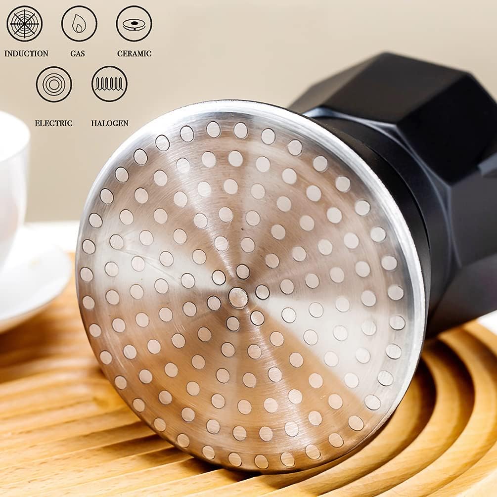 Moka Pot Stovetop Espresso Maker Classic Italian Style Coffee Maker Pot Natural Wood Handle (6 Cups)