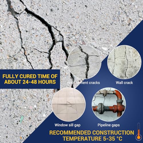 Image of Concrete Crack Filler 3-Pack, Self-Leveling Cement Crack Repair & Waterproof Concrete Sealant, 0.1mm-1 /4 inch Slab & Foundation Crack Sealer for Driveway, Garage Floor, Basement Wall & Patio, 24-48H Cure