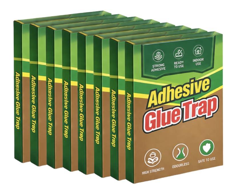 Extra Strong Adhesive Glue Traps – Multi-Purpose Sticky Pads for Indoor Pest Control – Non-Toxic, Odourless, Ready to Use, Foldable Design for Easy Disposal - 8 x Packs